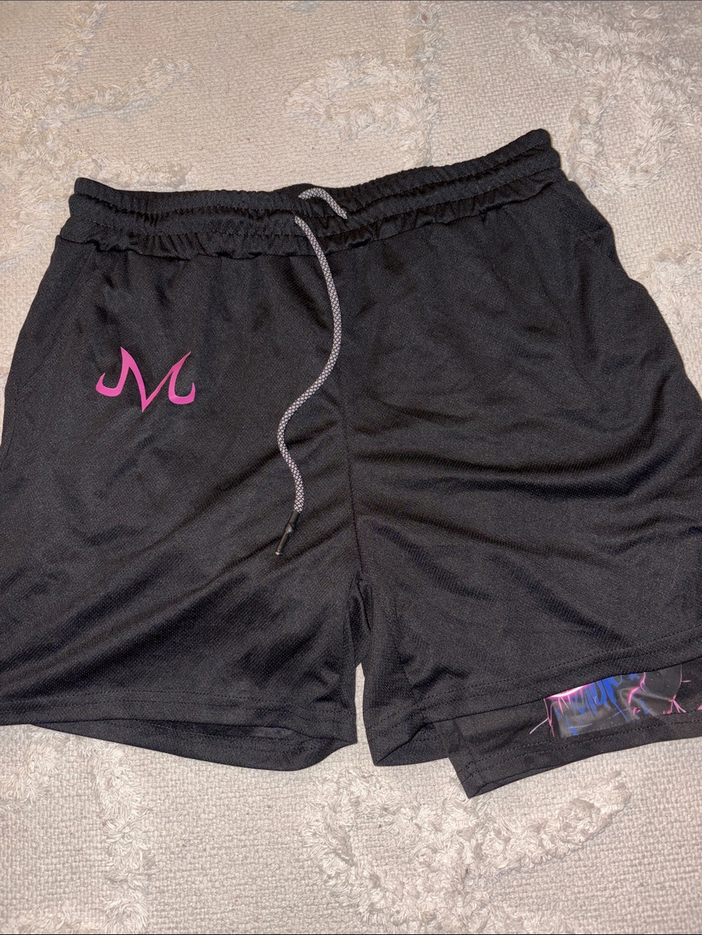 Black Men's Majin Buu Athletic Shorts with Pink Accent (runs small)